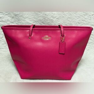 Coach City Tote Fuchsia Pink Leather Tote